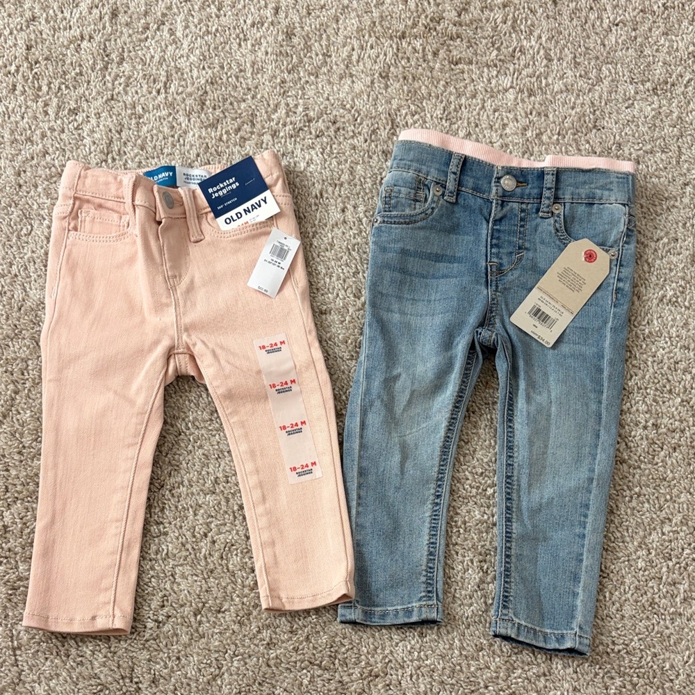 Old Navy Kids' Jeans - Light Pink and Denim Blue